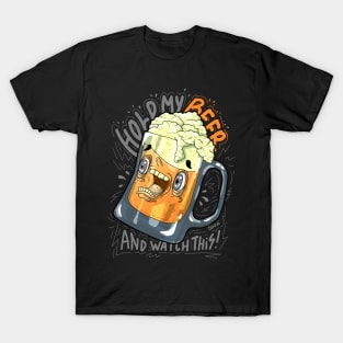 Hold my beer and watch this funny beer lover vector graphic T-Shirt